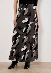 Длинная юбка, выполненная косым мазком кисти Apricot, Dark Grey - Charcoal