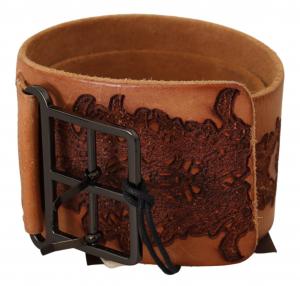 Стильный ремень из натуральной кожи с двойной пряжкой Ermanno Scervino, коричневый