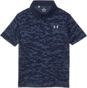 Under Armour Boys Matchplay Printed Golf Polo, Midnight Navy/Midnight Navy