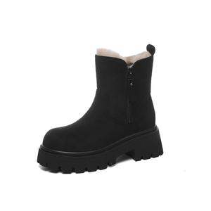 Теплые, износостойкие, увеличивающие рост, с противоскользящим покрытием, короткие зимние ботинки для женщин Golden Silk Rabbit, Black