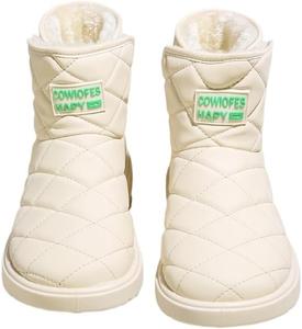 Зимние ботинки для женщин, снегоступы с теплой меховой подкладкой, уютные, водонепроницаемые ботильоны на высокой подошве, с нескользящей подошвой, для дома и улицы, теплые повседневные туфли для холодной погоды Qacksv, White