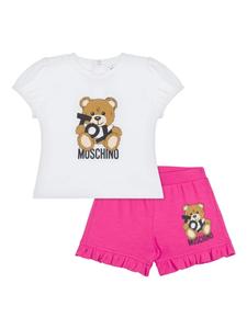 Moschino Kids комплект из футболки и шортов с принтом Teddy Bear, розовый