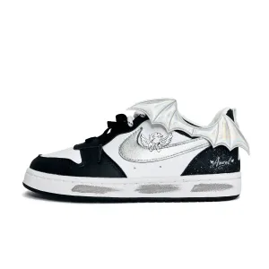 Nike Детские низкие скейтбордистские кроссовки Court Borough Angel Wings с противоскользящим и износостойким покрытием, серебристо-черные