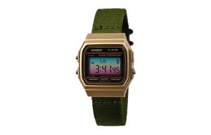 CASIO Мужские часы Retrofit Series с кварцевым механизмом и нейлоновым ремешком, черный циферблат