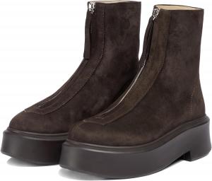 Женские кожаные ботильоны на массивной платформе с круглыми носками, короткие ботинки, модные повседневные, рабочие, средней длины, с застежкой-молнией, челси NSZPD, Brown