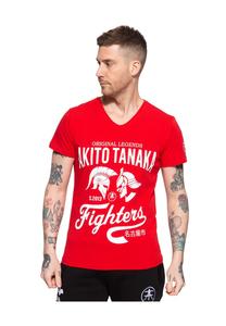 Футболка с крутым контрастным принтом бойцов-гладиаторов Akito Tanaka, красный