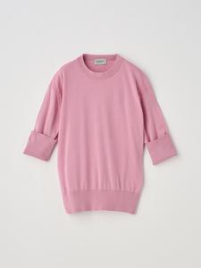 Хлопковый трикотажный пуловер с отворотом, рукавами 5/8 | S4749 | 30 г