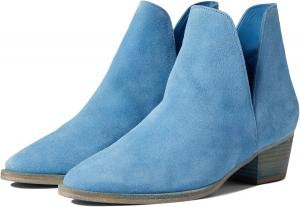 Ботильоны Free People Charm Doppel-V для женщин - низкий профиль, каблук с наслаиванием, без застежки и до щиколотки, Boardwalk Blue Suede