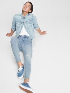 Универсальные потертые джинсы со средней посадкой-джеггинсами Gap, синий