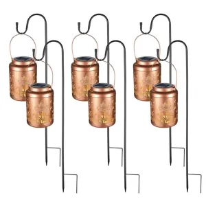 Солнечный фонарь в форме гриба с крючками для подвешивания, декоративный светильник для улицы, рождественские подарки, для двора, патио, веранды, 6 штук в упаковке Lagarden, естественный