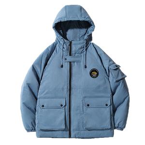 Пуховик Unisex Hooded Thickened Cargo Jeep, синий