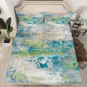 Erosebridal Абстрактный акварельный комплект постельного белья Teal Blue Green Tie Dye в стиле омбре, Teal Blue Green