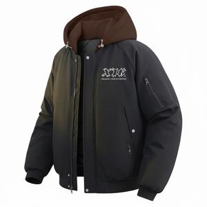 Пуховик Unisex Hooded Thickened Mock Two Piece X1617, черный коричневый