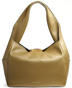 Сумка на плечо из мягкой рифленой кожи Amagansett с рельефной магнитной застежкой Donna Karan New York, зеленый