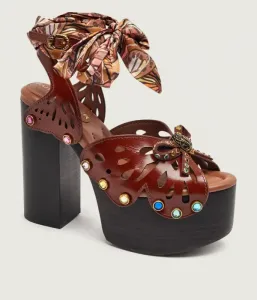 Босоножки на каблуке «Бабочка» Kurt Geiger, коричневый