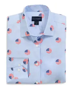 Мужская рубашка в горошек с флагом, синяя Scott Barber, синий