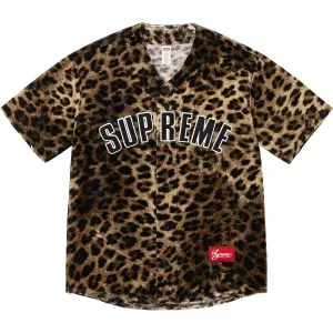 Supreme Бейсбольная джерси из вельвета, Leopard Print/Leopard