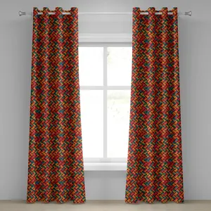 Геометрическая штора на люверсах ABAKUHAUS, абстрактное, волнистое, современное искусство, яркие этнические африканские эффекты, декоративные двухпанельные шторы, 280 см x 175 см, нефритово-зеленый, оранжевый Abakuhaus