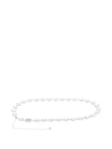 Цепочный пояс с жемчугом и кристаллами Magda Butrym, серебряный