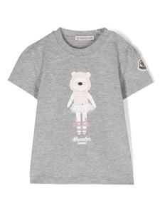 Moncler Enfant футболка с принтом Teddy Bear, серый