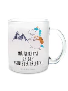 Кружка Единорог-альпинист с надписью на прозрачном фоне Mr. & Mrs. Panda