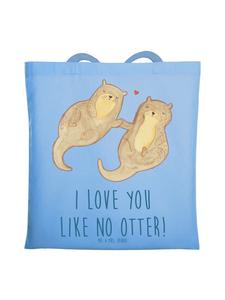 Mr. & Mrs. Panda Сумка для покупок с изображением лап выдры, держащих надпись небесно-голубого цвета