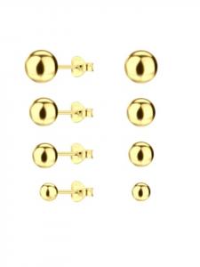 Alexander York Серьги-гвоздики, набор из 4 штук, шарики, золото, серебро 925 пробы