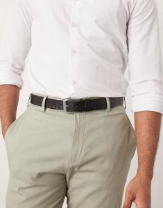 Элегантный ремень ASOS DESIGN с тисненым переплетением из черной искусственной кожи