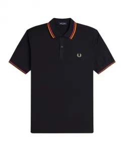 Классическая черная рубашка-поло с культовой вышивкой. Fred Perry, черный