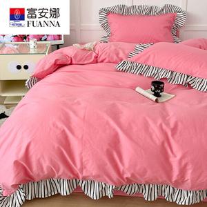 FUANNA Комплект постельного белья из 4 предметов, простыня на резинке, 150x200 см, хлопок, кружево, черная полоска Qianxi