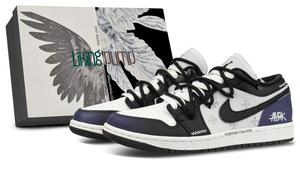 Air 1 устойчивые к истиранию дышащие низкие винтажные баскетбольные кроссовки unisex Jordan, белый/черный/темно-зеленый