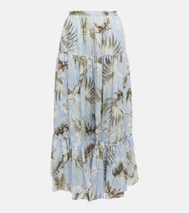 Юбка миди из хлопка с принтом Олимпия Erdem, Wild Palm Blue