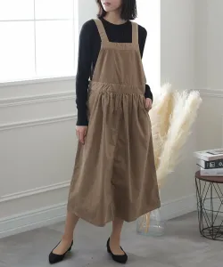 Эластичный вельветовый комбинезон-юбка Pourvous, цвет Beige