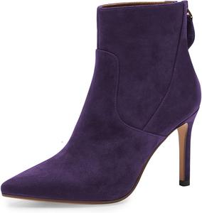 Женские ботильоны FSJ в ретро стиле с заостренным носком, высоким каблуком-стилето и молнией сзади, повседневная уличная обувь для женщин, размеры 4-15 US, Purple