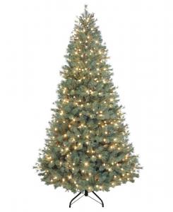 Искусственная рождественская елка Puleo Hampton Spruce высотой 7,5 футов (2,2 м) с подсветкой Puleo International, зеленый