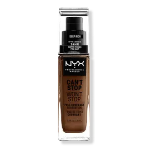 Тональная основа Can't Stop Won't Stop с матовым покрытием, обеспечивающая полное покрытие в течение 24 часов. NYX Professional Makeup, Deep Rich (deep w/ pink undertone)