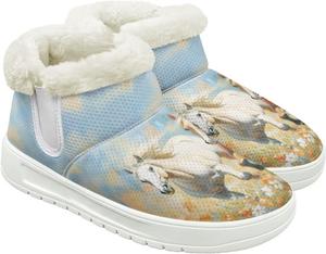 Женские зимние ботинки JoyLamoria с анималистичным дизайном для походов и прогулок, утолщенные, милые и модные для активного отдыха на природе, Horse Flower Print