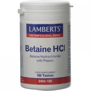 Бетаин Hcl 324 мг Пепсин 5 мг 180 таблеток 169,9 г, Lamberts