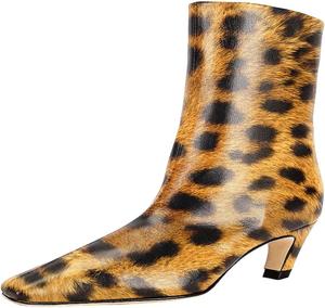 Женские ботильоны FSJ с квадратным носком, удобные, невысокий каблук типа «кикушка», на липучке, зимние, из искусственной замши, повседневные и нарядные, размеры 4-16 US, Leopart