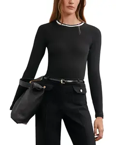 Футболка с длинными рукавами в рубчик Tilly Reiss, черный