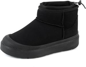Женские короткие ботинки на платформе Samilor, замшевая верхняя часть, зимние ботинки с теплым мехом и флисовой подкладкой, снежные ботинки на платформе для улицы, Black