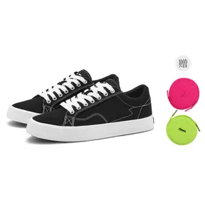 Кроссовки для скейтбординга унисекс с низким верхом, устойчивые к истиранию, сбалансированные, легкие и дышащие MINISO, Black[Comes With Green/Purple Shoelace]