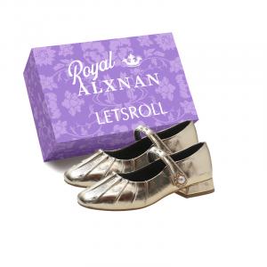 Alxnan Туфли Мэри Джейн на массивном каблуке для женщин — золотистые с коробкой, цвет Gold+Box