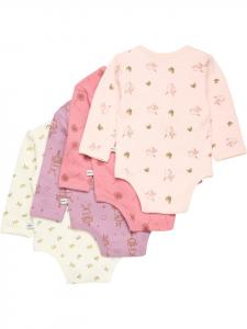 Pippi Babywear Детский боди с длинными рукавами "Body LS AO-printed (4-pack)" розового цвета