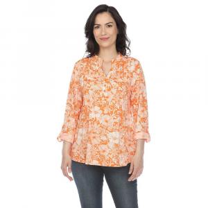 Плиссированная блузка с длинными рукавами и цветочным принтом WM Fashion, оранжевый