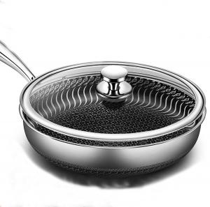 Сковорода Shhuaoil с крышкой, 30 см, / черный / серебряный