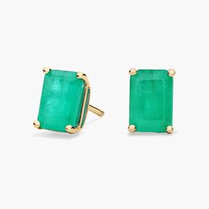 Серьги-гвоздики с изумрудом из 14-каратного желтого золота (7x5 мм) Blue Nile