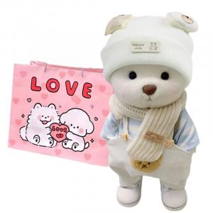 Милый плюшевый медведь-воин с подвижными суставами, высота 30 см Click, белый