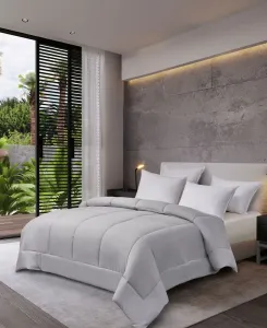 Двустороннее одеяло с наполнителем, имитирующим пух, размер King Royal Luxe, белый/платиновый