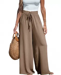 Женские летние брюки с завязками и широкими штанинами Summer Lovin Cupshe, коричневый/бежевый